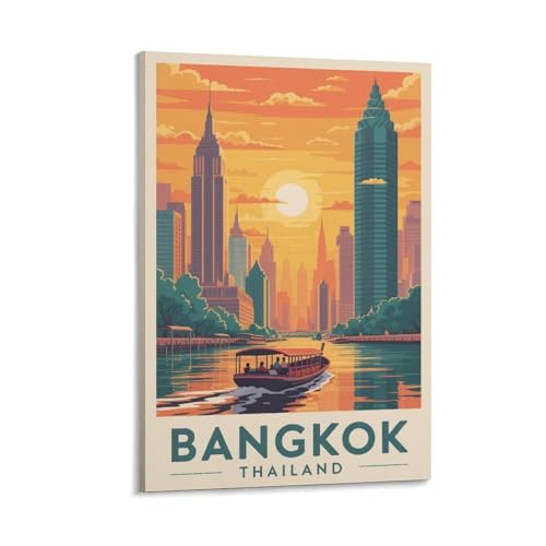 Impression paysage urbain Bangkok d'art panoramique grand format 60 x 90 cm AOJYLXE