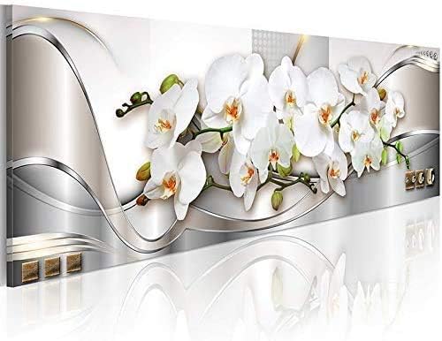 Inzlove Flowers Canvas Wall Art White Orchid Paintings Prints Artwork Pictures for Bedroom Decor Orchid 16"x48" Inch