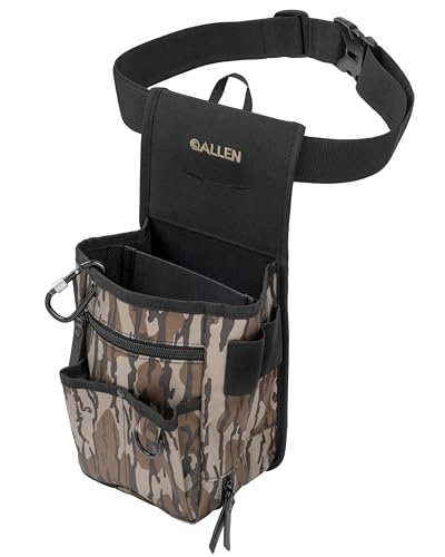 Allen Company Triumph Double Compartment Range Shell Bag - Holds 2 Boxes of 12-Gauge Shells - Spent Hull Dump Pouch Adjustable Waist Belt & Extra Storage for Trap Skeet & Clay Shooting - Mossy Oak