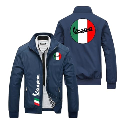 Ovlize Chaqueta Verano Hombre V.e.s.p.a, Prendas de Vestir de Manga Larga con Cremallera, Cómoda Abrigo Deportiva, Informal(Navy Blue,3XL)