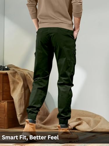 Image of Leriya Fashion Men's Cargo Pants with Pockets | Cotton Joggers for Men | 6 Pocket Jeans Pant | Casual Trousers for Men | Comfortable Casual Workwear Joggers