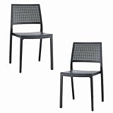 MBH Gastronomie-Möbel: Emi-Stuhl, Eleganz und Haltbarkeit in einem vielseitigen Design. Ideal für Restaurants, Esszimmer, Gärten. (Anthrazit, 2)