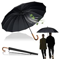 LOGAN & BARNES Stockschirm Sturmfest Ø120cm mit hochwertigem Echtholzgriff und geräuschloser Gummispitze - XXL Regenschirm Groß mit 16 Streben - Modell EDINBURGH (Schwarz)