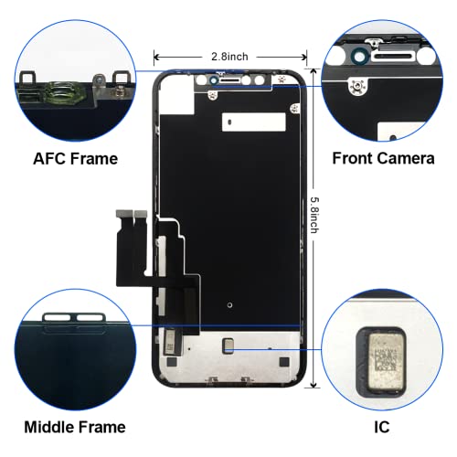 SIMDOG for iPhone XR LCD Screen Replacement 6.1 inch(Model A1984, A2105, A2106, A2108) Display digitizer Assembly Touch Screen,with Frame Assembly Repair Tool