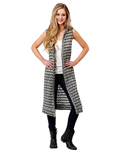 ROPER Western Sweater Womens Cardigan Hood Gray 03-029-0539-2010 GY
