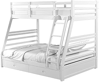 Furniture of America Tomi Wood Twin Over Full Storage Bunk Bed in Brushed White