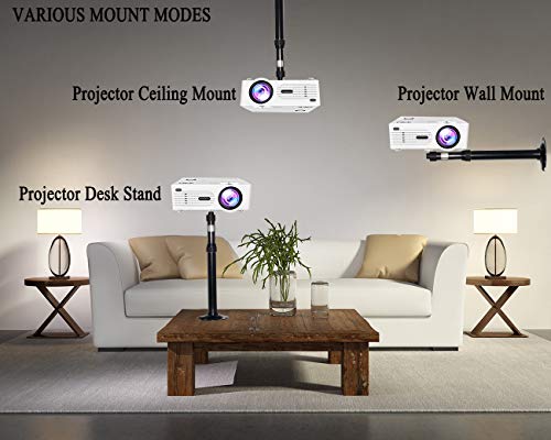 2-Be-Best Universal Projector Ceiling Mount Height Extendable Projector Wall Mount Video Projector Bracket Stand 3 in 1 360° Rotatable Head Extendable Length for Projectors Camera CCTV DVR Black - Thumbnail 6