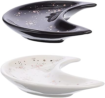 WINOMO 2pcs Moon Tray Crystal Display Tray Jewelry Plate Trinket Dish Organizer for Decorative Stones Jewelry Ring