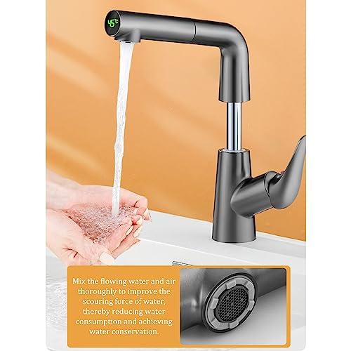 Robinet de lavabo de salle de bain extractible et mitigeur monocommande - 6