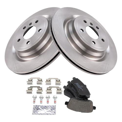Image of TRQ Rear Brake Pad & Rotor Set Semi Metallic Compatible with 2013-2015 Mercedes-Benz ML350 2014 ML550 2015 ML400 2016-2018 GLE350 2016 GLE300d GLE450 AMG 2016-2017 GLE400 2017-2018 GLE43 AMG GLE550e
