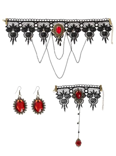 Funidelia Kit joyas de vampiresa para mujer. Accesorios de disfraces para adultos