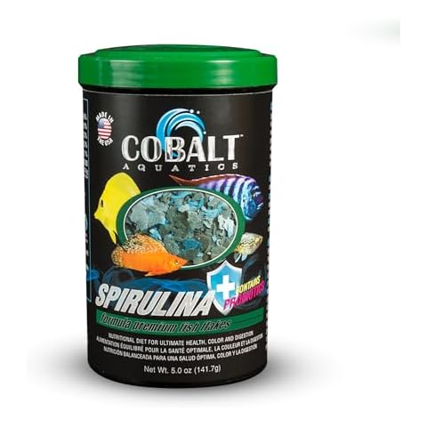 Cobalt Aquatics Spirulina Flakes with Blue Flakes, 0.5 oz - Premium Fish Food for Health & Vitality - Perfect for Freshwater & Marine Aquariums Cover