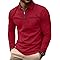 Askdeer Men's Polo Shirts Long Sleeve Zipper Classic Casual Golf Shirt Stylish Cotton T-Shirts Red
