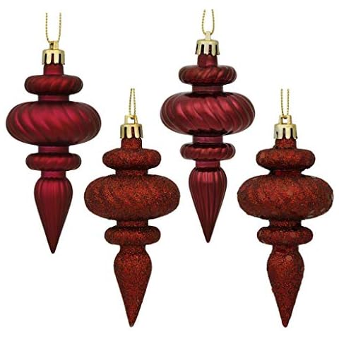 Vickerman 4" Burgundy Finial 4 Finish Asst 8/Bx Cover