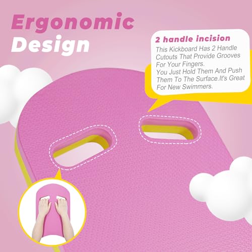 2026 Swimming Kickboard 2 Pack, 17x11.5 in Training Aid Board for Swimming and Exercise Training, U Design Kick Boards Easy to Grip, Durable EVA Safty Kickboard(Pink+Blue)