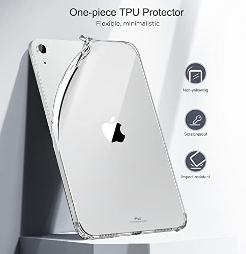 MoKo Clear Case Fit New iPad 10th Generation, iPad Slim Case 2022 Lightweight Soft TPU, Anti-Scratch Ultra Clear Protective Tablet Cover With Shockproof Impact Resistant, Clear