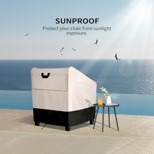 BOLTLINK Patio Furniture Covers Waterproof for Chairs, Heavy Duty Outdoor Lawn Chair Covers 2 Pack Fits up to 29W x 30D x 36H inches, White & Black - Thumbnail 7