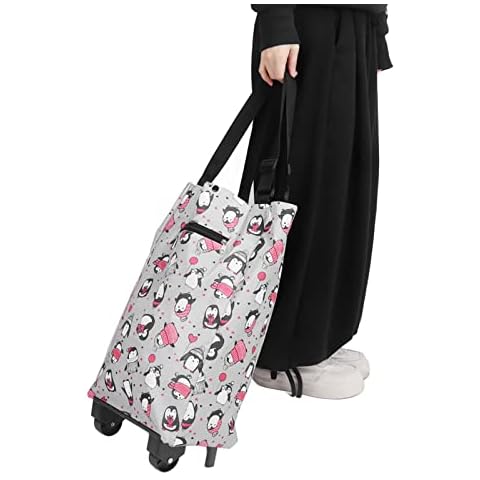 16L Lightweight Shopping Trolley, Collapsible Trolley Bags with Strong Wheels 2-1 Reusable Heavy-Duty Capacity Bag for Travel Home Kitchen Cover