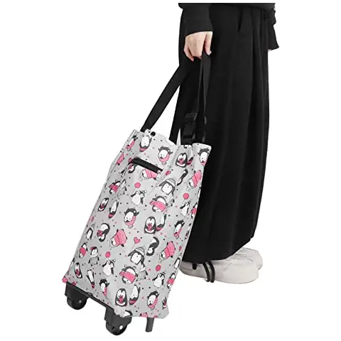 16L Lightweight Shopping Trolley, Collapsible Trolley Bags with Strong Wheels 2-1 Reusable Heavy-Duty Capacity Bag for Travel Home Kitchen Cover