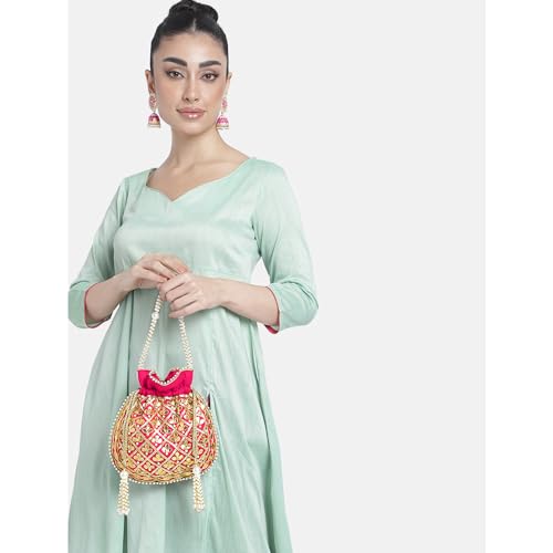 Image of Aheli Embroidered Potli Bag Gift for Women Handmade Ethnic Purse Evening Handbags Stylish Bridal Fashion Clutch Bag