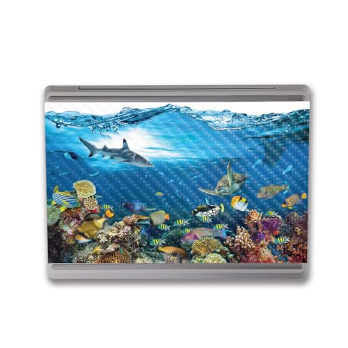 Image of MightySkins Carbon Fiber Skin Compatible with Microsoft Surface Laptop Go 3 (2023) Full Wrap Kit - Below The Waves | Protective, Durable Textured Carbon Fiber Finish | Easy to Apply | Made in The USA