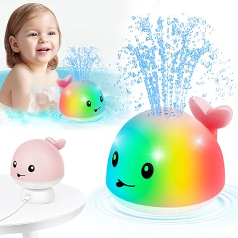 【2025 Upgraded】Gigilli Baby Girl Whale Bath Toy - Easy Charging, Bath Toys for Kids Ages 1-3, Light Up Bath Fountain Toy 6-12-18 Months Toddlers Bath Toy Sprinkler Baby Valentines Birthday 1 2 3 Gifts Cover