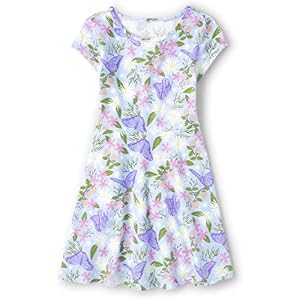 The Children’s Place Girls’ Plaid Stretch Jacquard Short Sleeve Dress