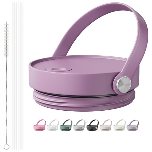 CHEETAH 40 oz Replacement Lid for Stanley Cup,Compatible with Stanley Quencher H2.0 FlowState Tumbler,with Easy Carry Soft Silicone Handle and Straws,Insulated Plastic Spill Leak Proof Lid (Lilac)