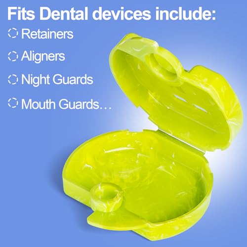 ESENHARBER Retainer Case, Aligner Guard Large Attaching Hole Orthodontic Marble Style Denture Storage Holder Box, Slim With Vent Holes Container, Snap Lock Dental Appliance Storage, Pack of 5. - Thumbnail 6