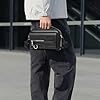 A-QMZL Sacs Bandoulière homme,Sacoche Bandouliere Cuir Petite Sac à Bandoulière vintage Shoulder Bag Crossbody Business Sacs Étanche Convient pour loisirs, travail,voyages (noir) #2