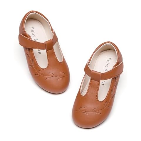 Felix & Flora Toddler Flower Girl Dress Shoes Size 5 - Girl Ballet Mary Jane Flats Brown Party School Wedding Cover