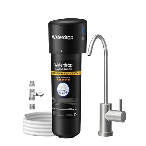 Waterdrop 10UB-CM 6 Months Under Sink Water Filter (Include: System+ ??????) for 99% Chloramine Reduce- Ideal for California, Florida and Washington- NSF/ANSI 42 Certified- with Faucet Black