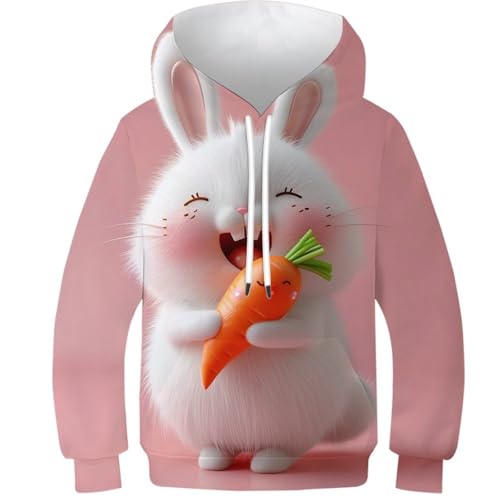 Hoodie imprimé 3D lapin pour garçon pull sport à capuche ado 13-15 ans