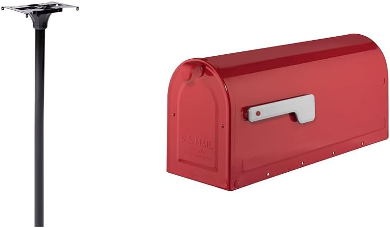 Architectural Mailboxes 7511B Coolidge Post and 7600R MB1 Mailbox, Black and Red