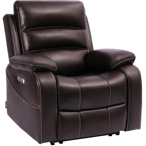 Dark Brown Dual Motor Home Theater Recliners Power RV Recliner Chairs with Massage and Heat for Small Spaces Zero Clearance Wall Hugger Recliners