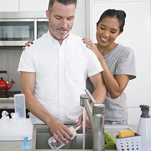 Vicloon Baby Flaschenbürste Set, Flaschenbürste Baby mit Aufbewahrungsständer, Babyflaschenbürste Reiniger, Silikon Babyflaschenbürste für Babyflaschenbürste und Sauger, BPA-frei(Grün)