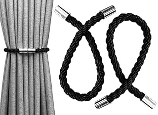Aocar Magnetic Curtain Tiebacks, Handmade Curtain Rope, Drapery Buckle (Black)