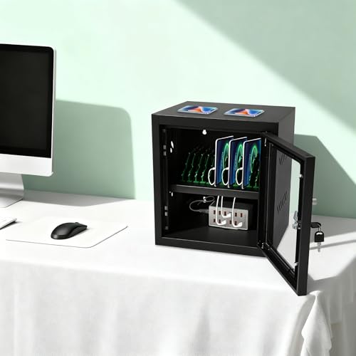 Image of 12-Device Charging Station, Charging Cabinet for Cellphones, Rechargeable Cellphone Locker Storage Charging Station, Locking and Charging Phone Storage Box, Cell Phone Charging Box