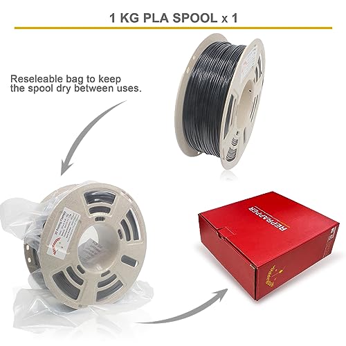 Image of RepRapper Black PLA 3D Printer Filament 1.75mm (± 0.03mm) 2.2lb (1kg), Fit Most FDM Printer & 3D Pen