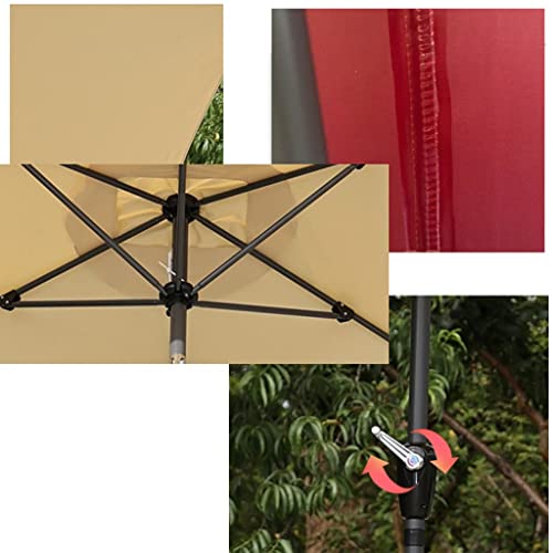 Rectangular Patio Umbrella, 6.5X10Ft Outdoor Market Table Umbrella With Push Button Tilt And Crank, Fade-Resistant Fabric Ventilation,6 Steel Ribs, For Lawn, Garden, Deck, Backyard & Pool ( Color : Co #TOP4