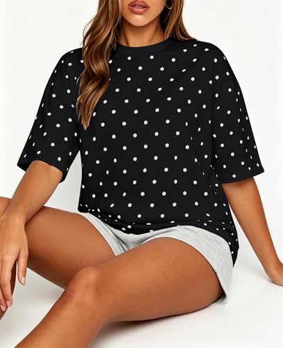 Image of MSBESYOR Camo Shirt for Women Maple Leaf Print Short Sleeve Crewneck T-Shirts Summer Oversized Tee Shirts Streetwear