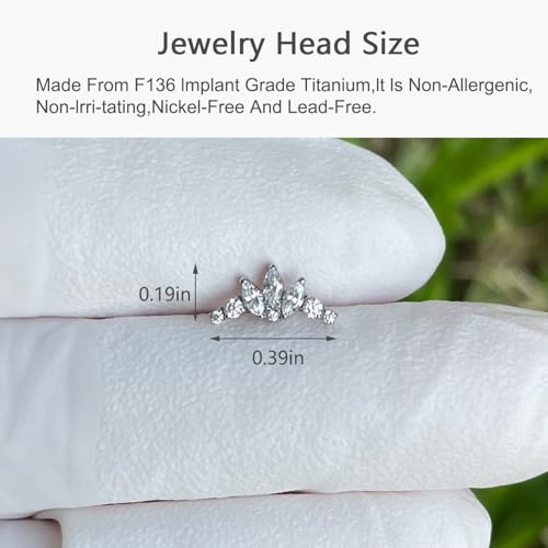 Flat Back Earrings Tragus Piercing Jewelry Hypoallergenic F136 Titanium Studs for Conch Cartilage Women Helix Men Internally Threaded Earrings Cubic Zirconia4