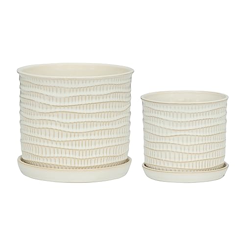 Sagebrook Home Set of 2 Planters - Ceramic Ivory/Beige Planters