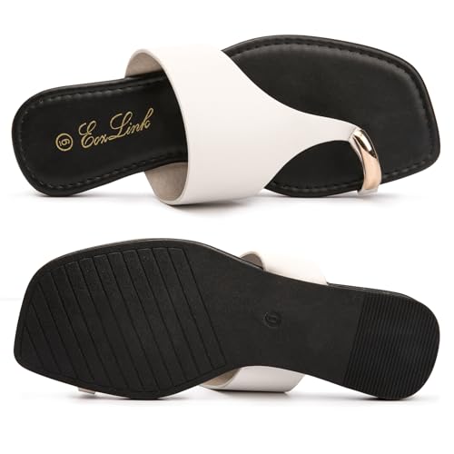 Eozlink Women's Slide Sandals Ring Toe Flat Sandals Slip On Sandals Open Toe Flip Flop Thong Sandals Casual Summer Beach Sandals4