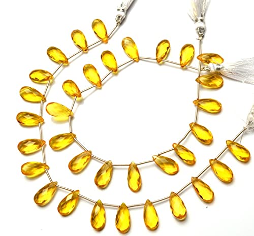 Perles citrine hydro quartz briolettes facettées 7x15mm pour fabrication de bijoux artisanaux