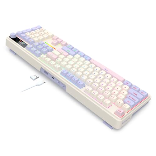 Image of Redragon K762 Wireless Gasket Mechanical Gaming Keyboard, LED Screen & Knob | Easy-Control TFT Info Display, Cushioned 5-Layer Noise Dampening for Creamy Thocky Sound, Round PBT Keycap, 104 Custom Switch