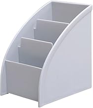 Organizer da tavolo, porta telecomando TV, contenitore in plastica trapezoidale per trucchi, cancelleria, penne, telecomandi TV (grigio)