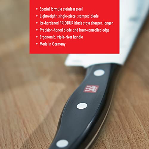 Image of ZWILLING Twin Signature 7-inch Hollow Edge Rocking Santoku Knife, Razor-Sharp, Made in Company-Owned German Factory with Special Formula Steel perfected for almost 300 Years, German Knife