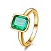 mit günstig Kaufen-Rizilia CELEBOX Solitär Verlobung Ringe mit Smaragd Schliff Edelstein Zirkonia CZ [Grün Smaragd] in 18K Gelbgold Vergoldet, Berühmtheit inspiriert von Angelina Jolie