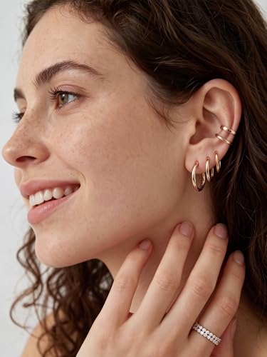 Image of ChicSilver 925 Sterling Silver Huggie Hoop Earrings Small Hoop Earrings for Women Hypoallergenic Silver Huggie Earring Cartilage Earrings for Women (6 /8 /10 /12 /14 /16 /18 /20MM)